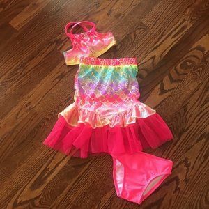 Girls Cat & Jack Swimwear Skirt and Bikini 3 Piece Mermaid UPF 50+ 2T 2 T NWT
